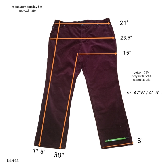 Pants - 🐞 42W, maroon cotton blend pants by DB